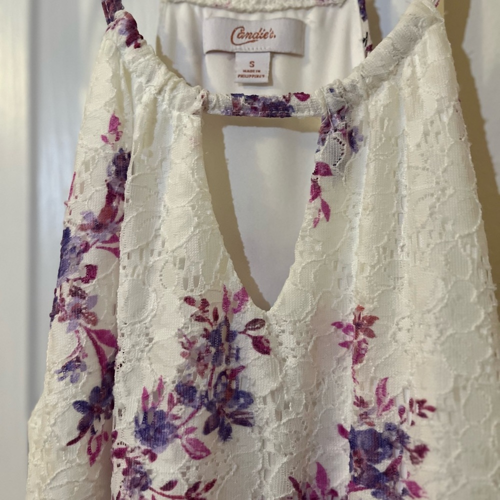 Candie's Floral Lace Top - White and Purple